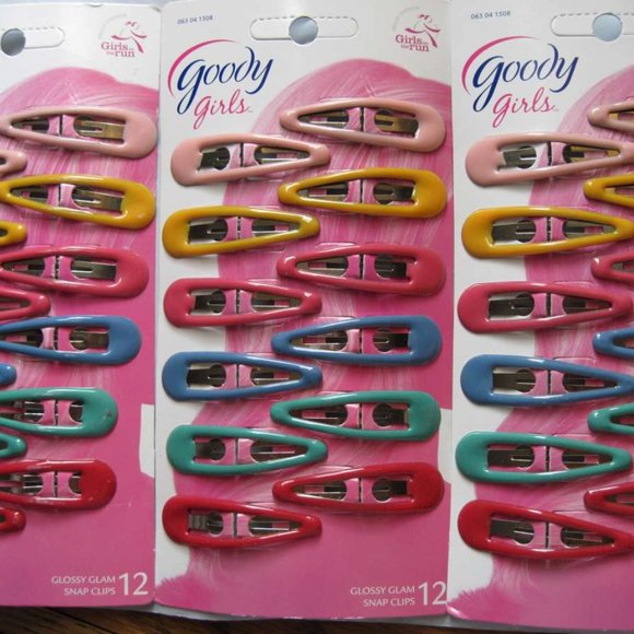 12 Goody Girls Colorful Glossy Glam Color Epoxy Covered Metal Hair Snap Clips - Picture 6 of 6